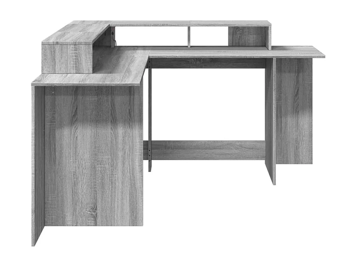 Bureau et lumières LED sonoma gris 152x152x91cm bois ingénierie