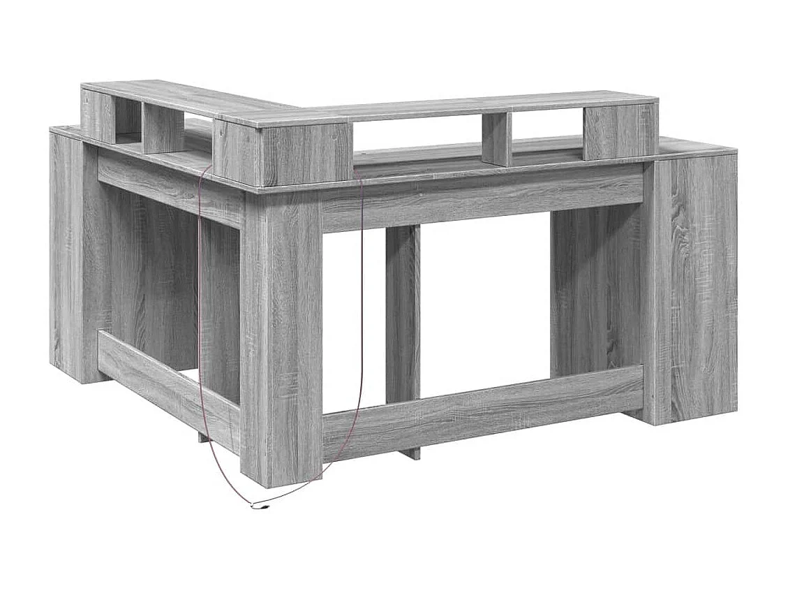 Bureau et lumières LED sonoma gris 152x152x91cm bois ingénierie