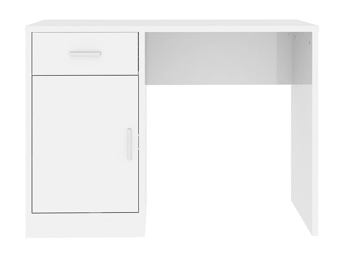 Scrivania Cassetto Bianco Lucido 100x40x73cm Legno Multistrato