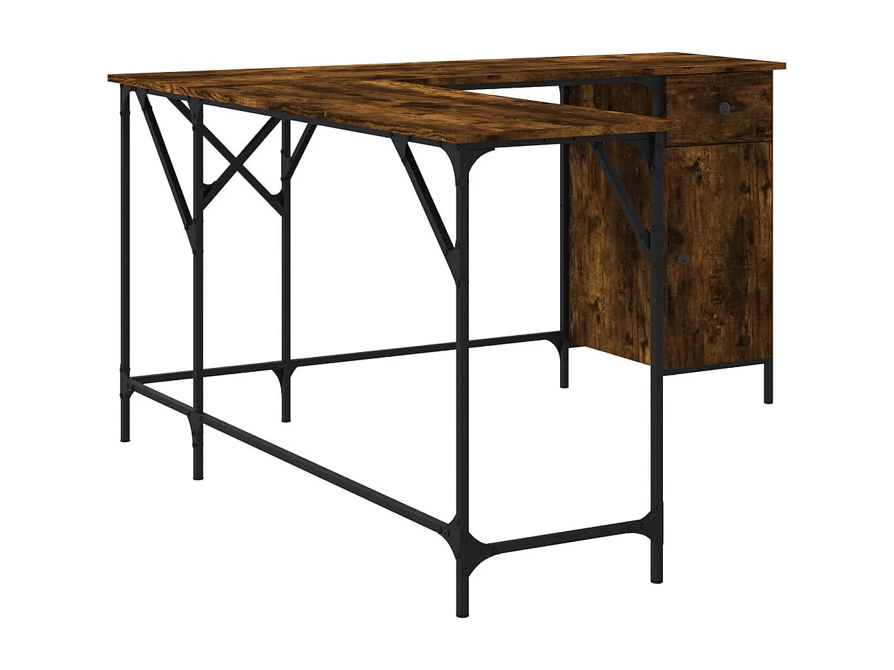 Schreibtisch Räuchereiche 141x141x75 cm Holzwerkstoff