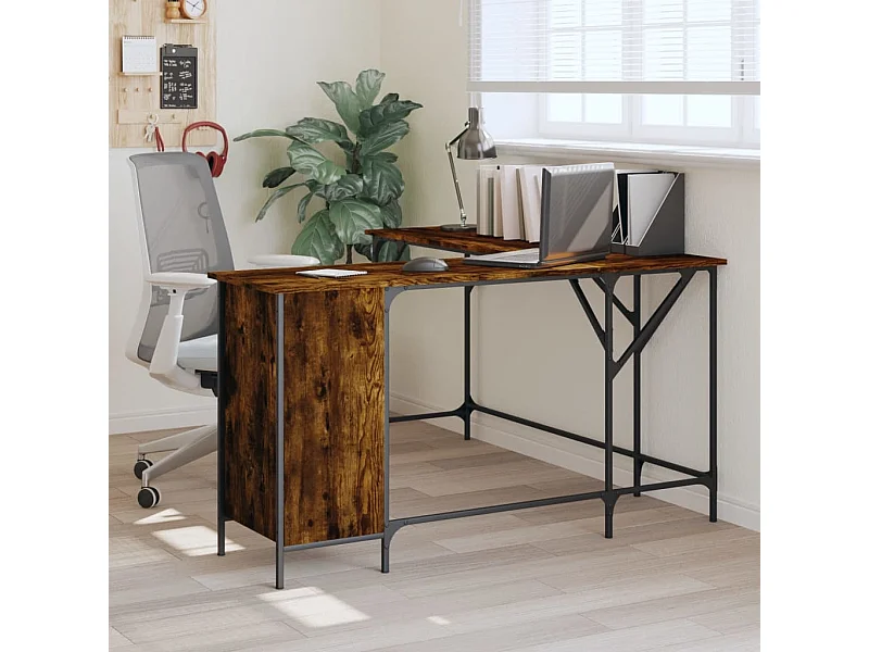 Scrivania Rovere Fumo 141x141x75 cm in Legno Multistrato