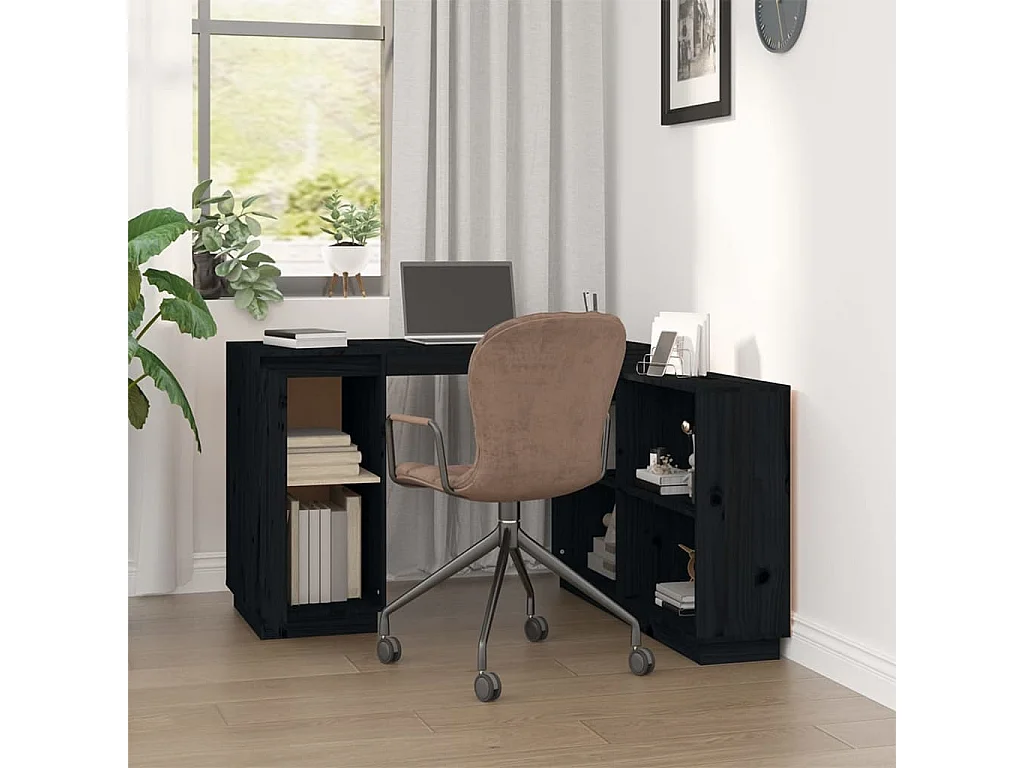 Schreibtisch Schwarz 110x50x75 cm Massivholz Kiefer