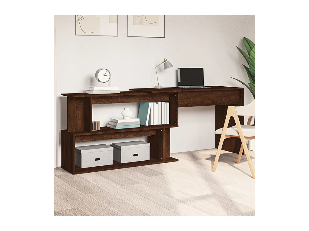Scrivania Angolare Rovere Marrone 200x50x76cm Legno Multistrato
