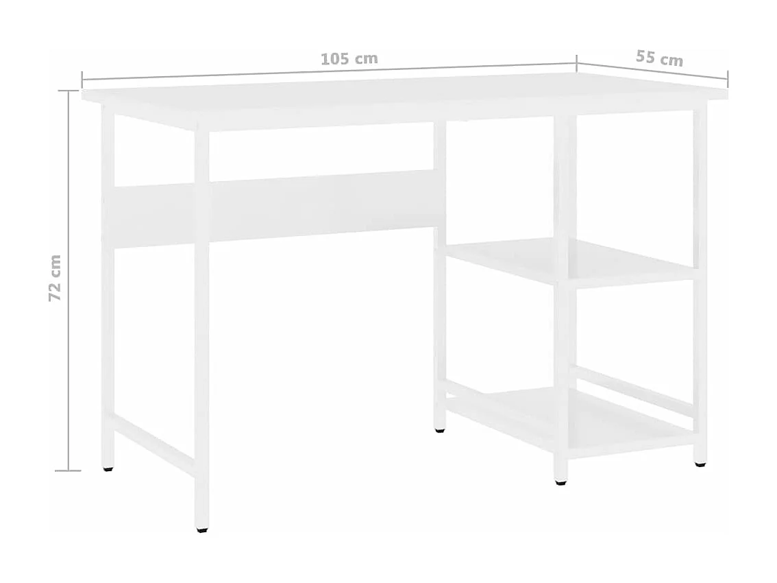 Scrivania per Computer Bianca 105x55x72 cm in MDF e Metallo