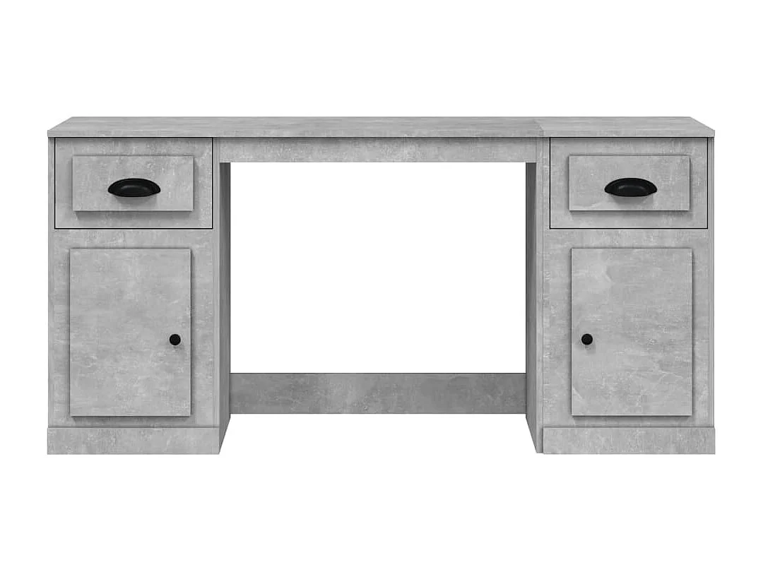 Scrivania con Armadietto Grigio Cemento in Legno Multistrato