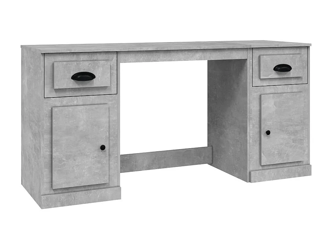 Bureau avec armoire gris béton bois d'ingénierie
