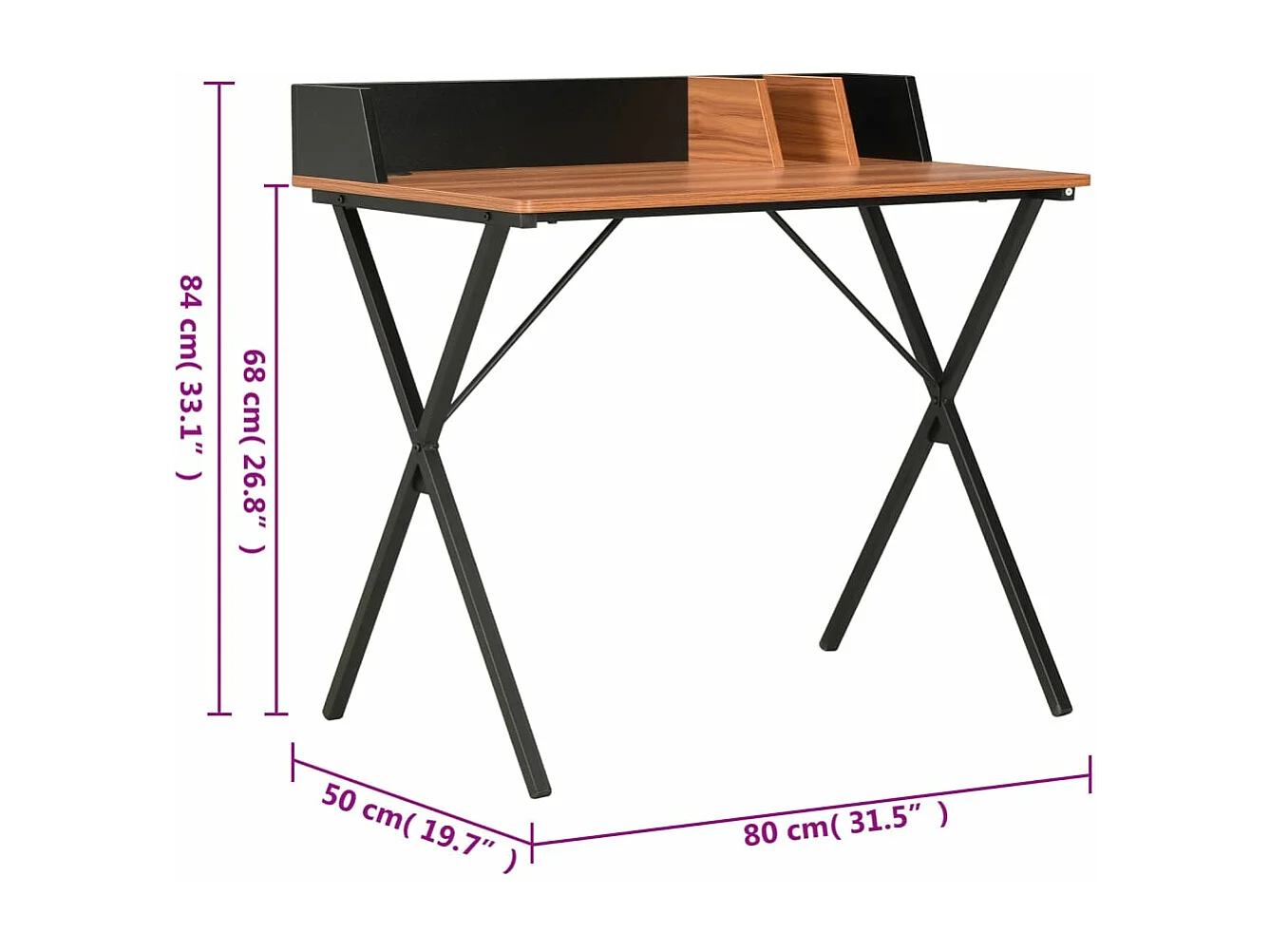 Scrivania Nera e Marrone 80x50x84 cm