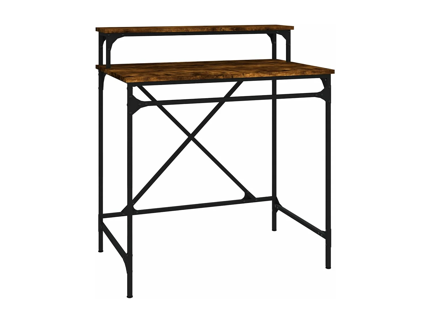 Bureau chêne fumé 80x50x90 cm bois d'ingénierie et fer