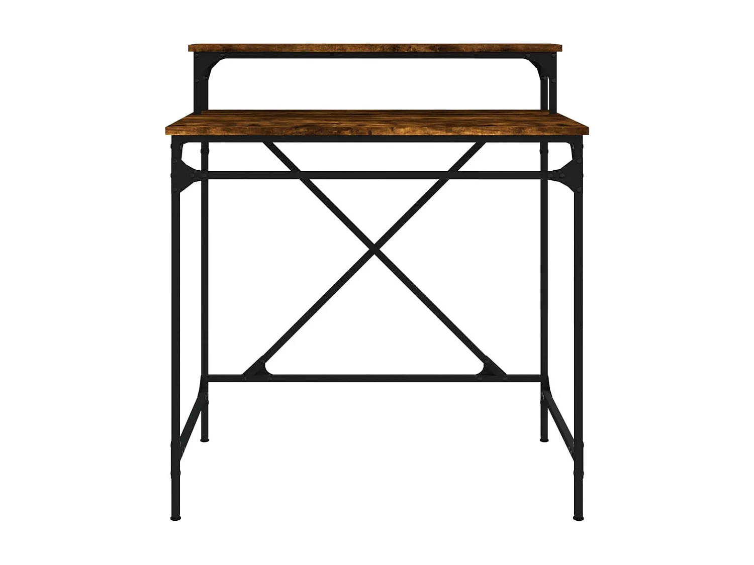 Bureau chêne fumé 80x50x90 cm bois d'ingénierie et fer