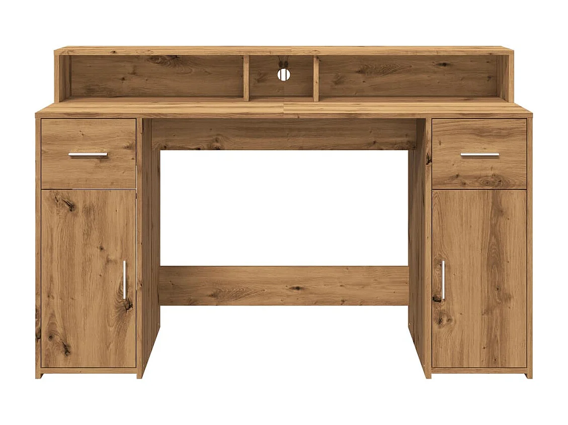 Bureau avec lumières LED chêne artisanal bois d'ingénierie