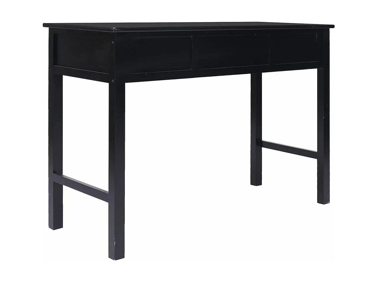 Escritorio de madera maciza de Paulownia negro 108x45x76 cm