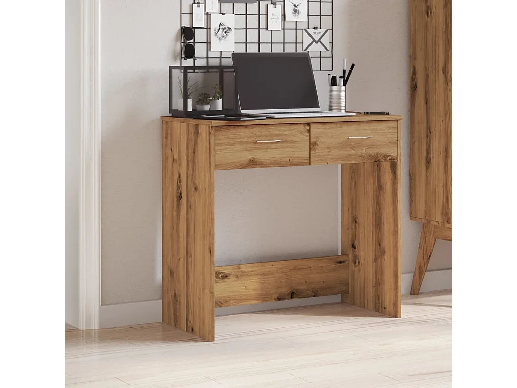 Bureau chêne artisanal 80x40x75 cm bois d'ingénierie