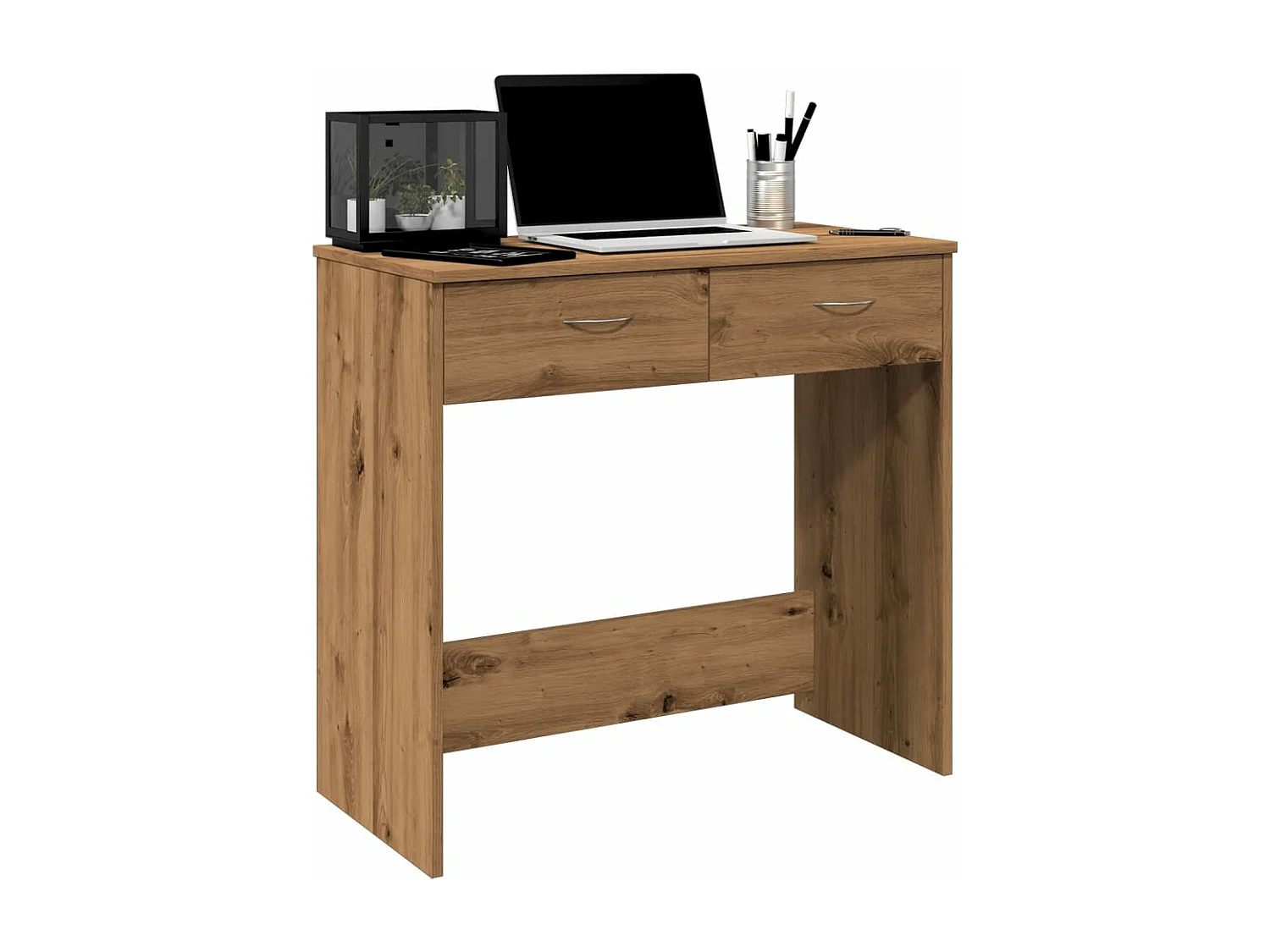 Bureau chêne artisanal 80x40x75 cm bois d'ingénierie