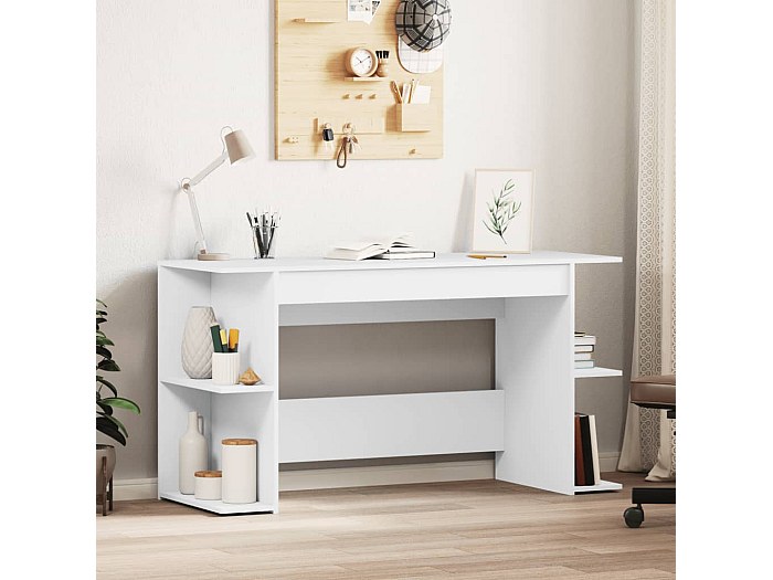 Scrivania bianca con gambe in legno Mons