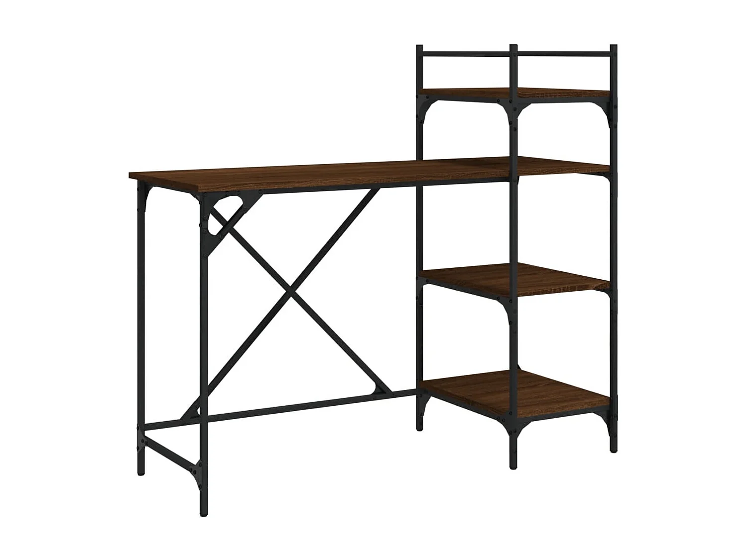 Computertisch mit Regal Braun Eiche-Optik 120x47x109 cm