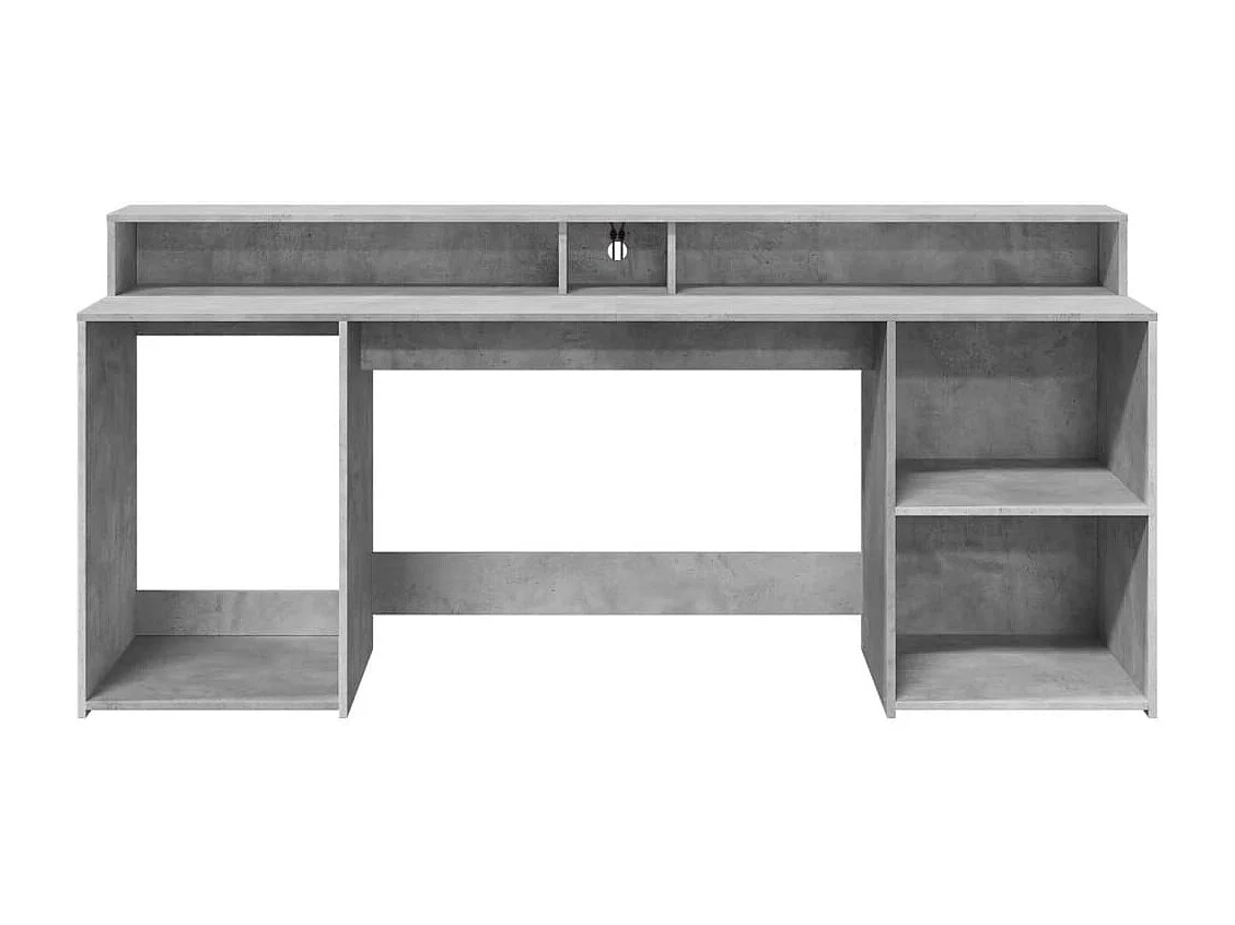 Escritorio con LED madera ingeniería gris hormigón 200x55x91 cm