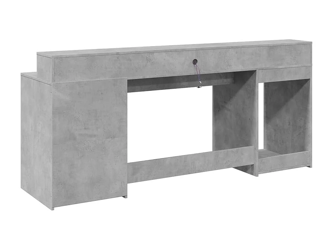 Escritorio con LED madera ingeniería gris hormigón 200x55x91 cm
