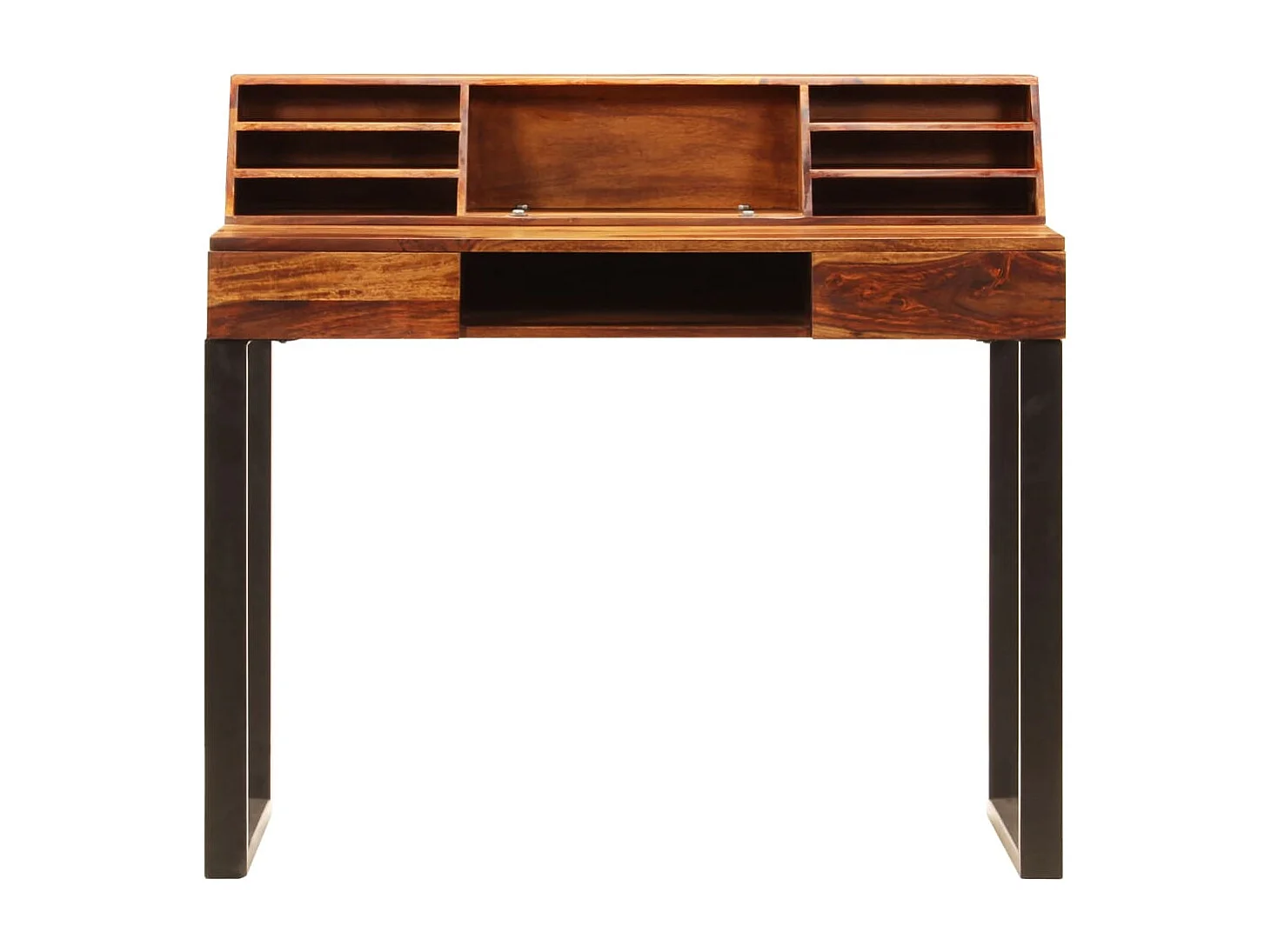 Bureau 110x50x94 cm massief sheeshamhout en staal