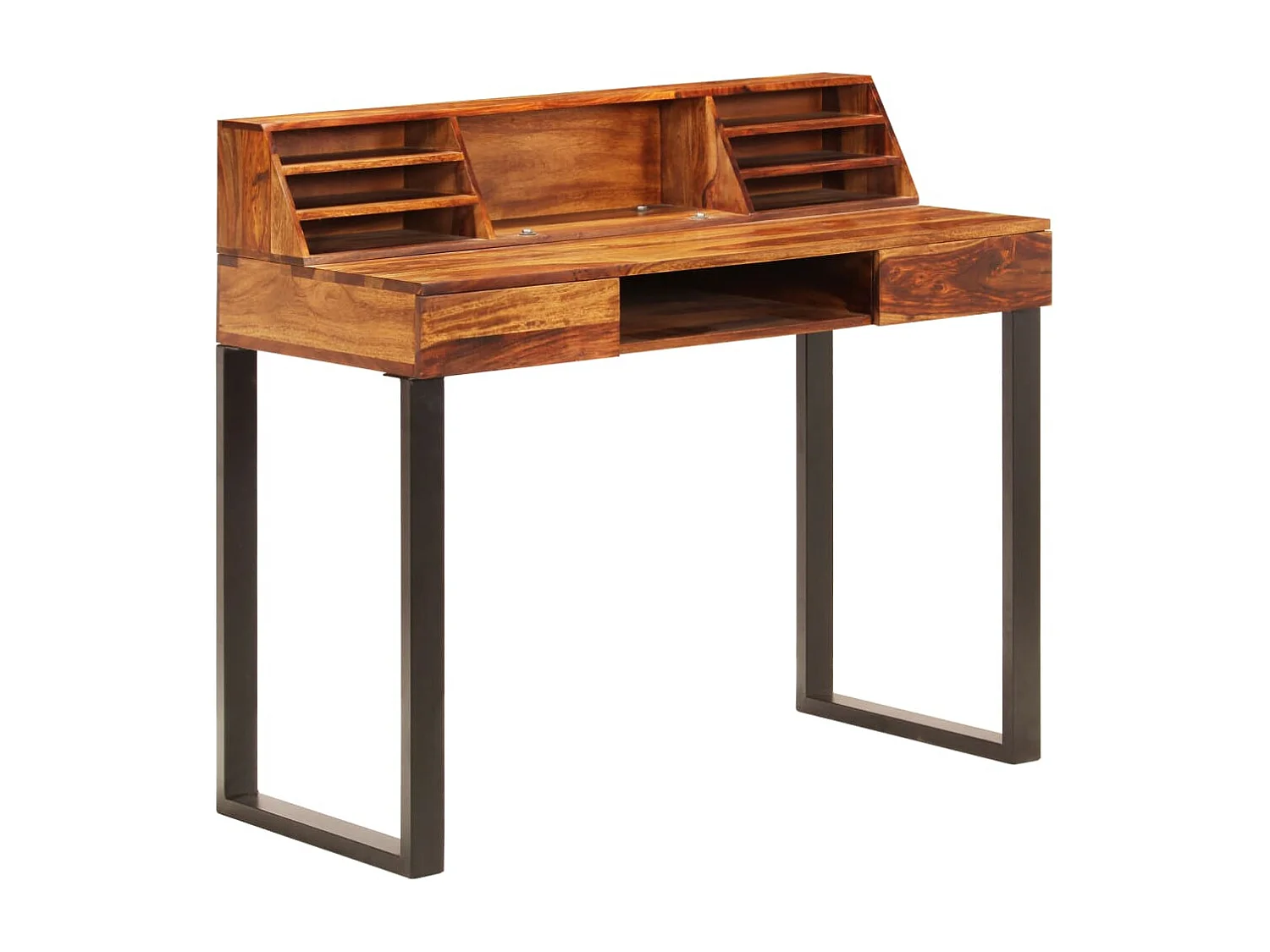 Bureau 110x50x94 cm massief sheeshamhout en staal