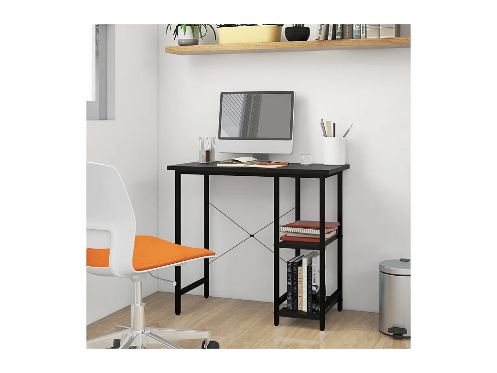 Bureau d'ordinateur Noir 80x40x72 cm MDF et métal