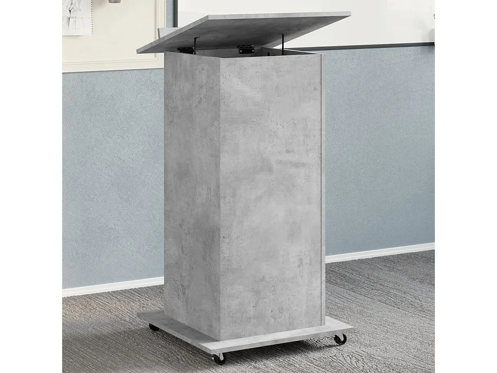 Atril con ruedas y cajón madera ingeniería hormigón 55x55x107cm