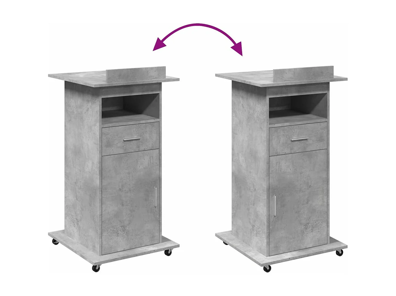 Leggio con Ruote e Cassetto Grigio 55x55x107 cm in Multistrato