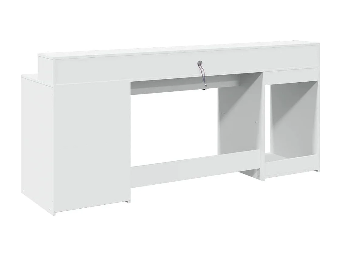 Scrivania con Luci LED Bianca 200x55x91 cm in Truciolato