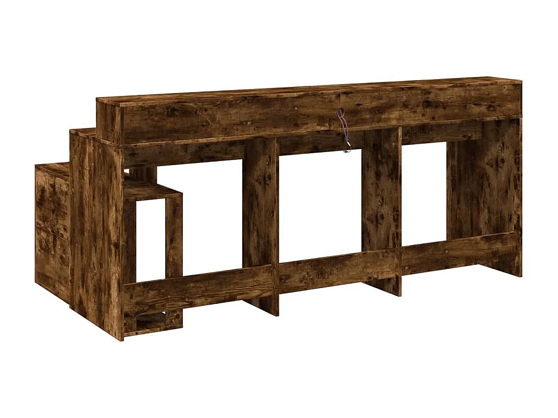 Bureau et lumières LED chêne fumé 200x104x91cm bois ingénierie