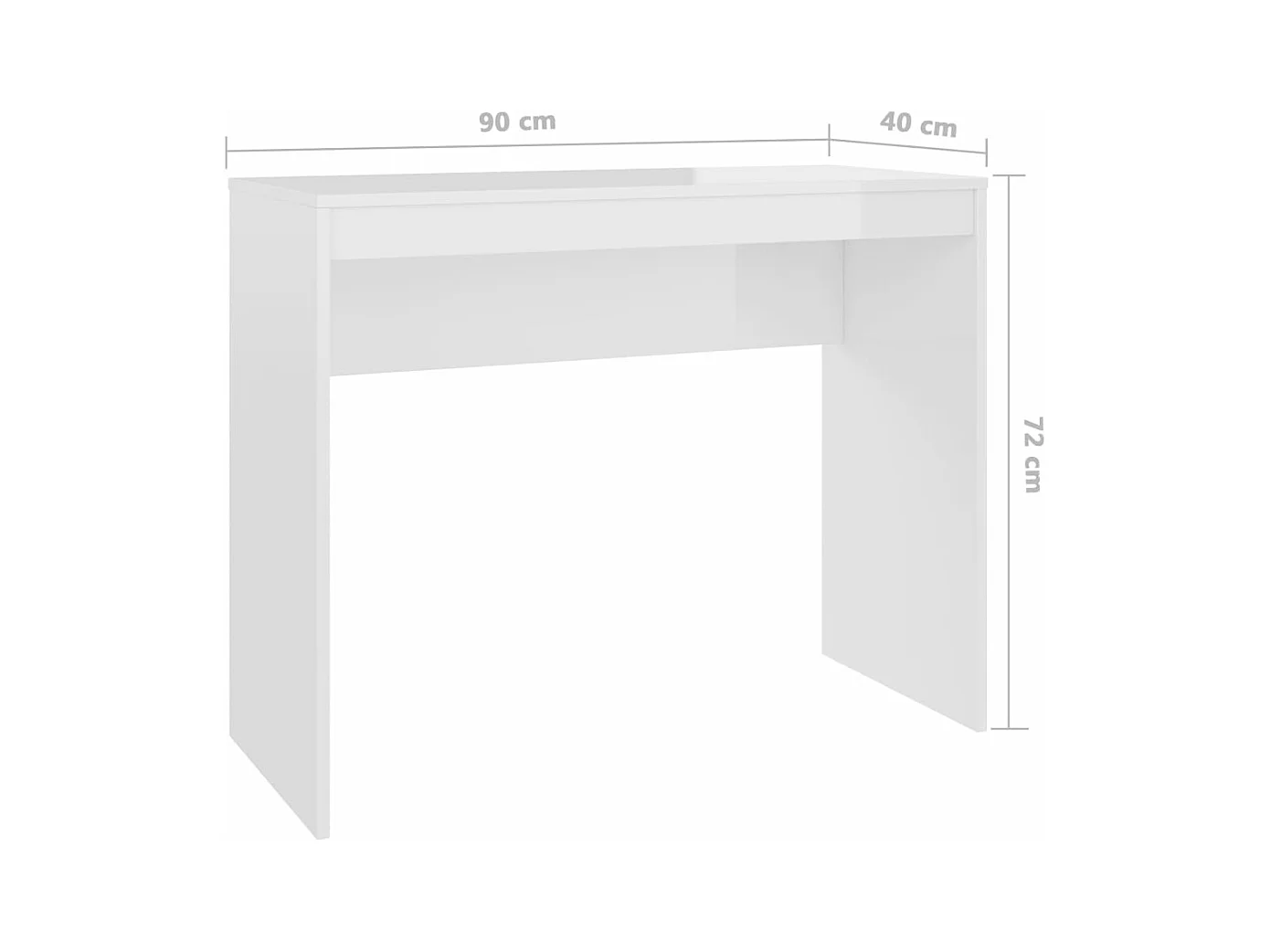 Scrivania Bianco Lucido 90x40x72 cm in Legno Multistrato