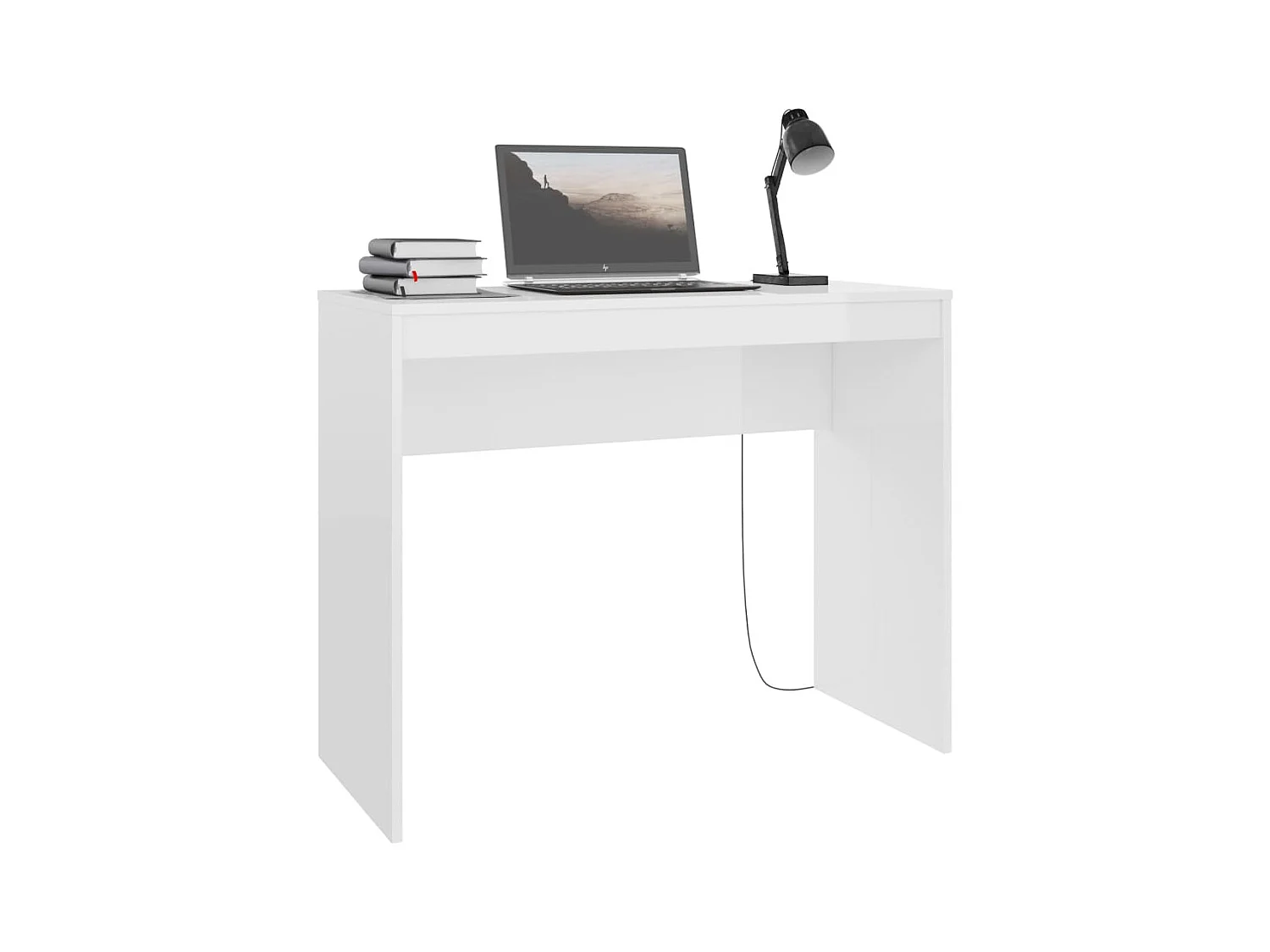 Scrivania Bianco Lucido 90x40x72 cm in Legno Multistrato
