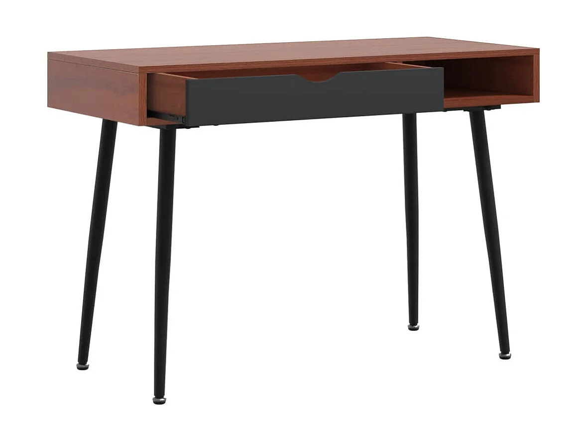 Bureau d'ordinateur avec tiroir marron 110x50x75 cm