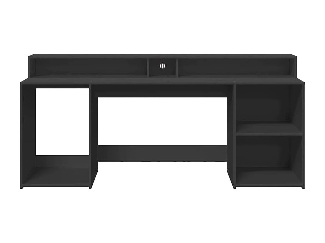 Scrivania con Luci LED Nera 200x55x91 cm in Truciolato