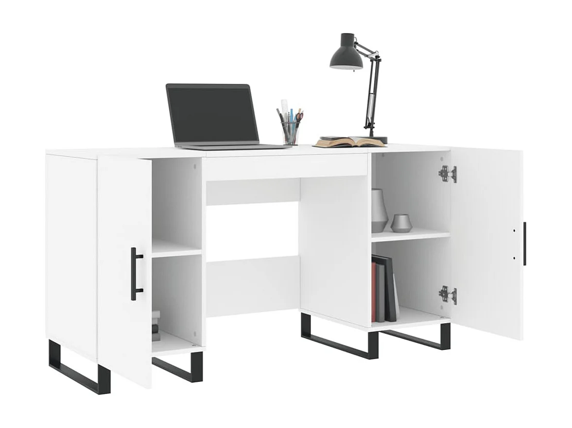 Bureau blanc 140x50x75 cm bois d'ingénierie