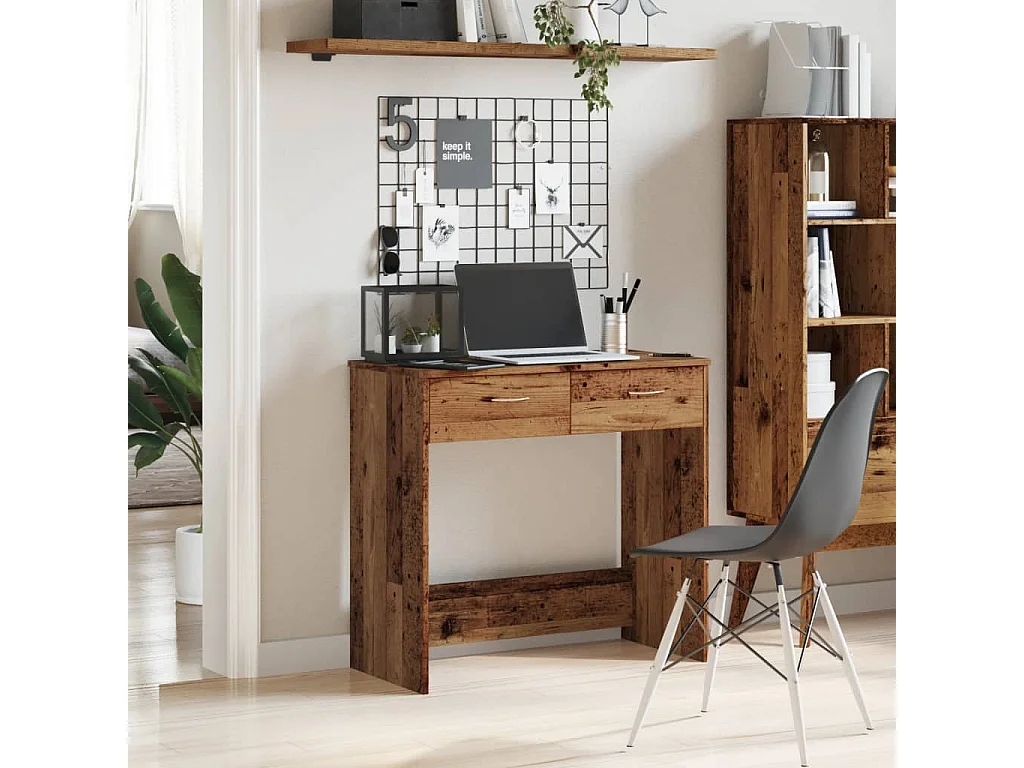 Bureau 80x40x75 cm bewerkt hout oud houtkleurig