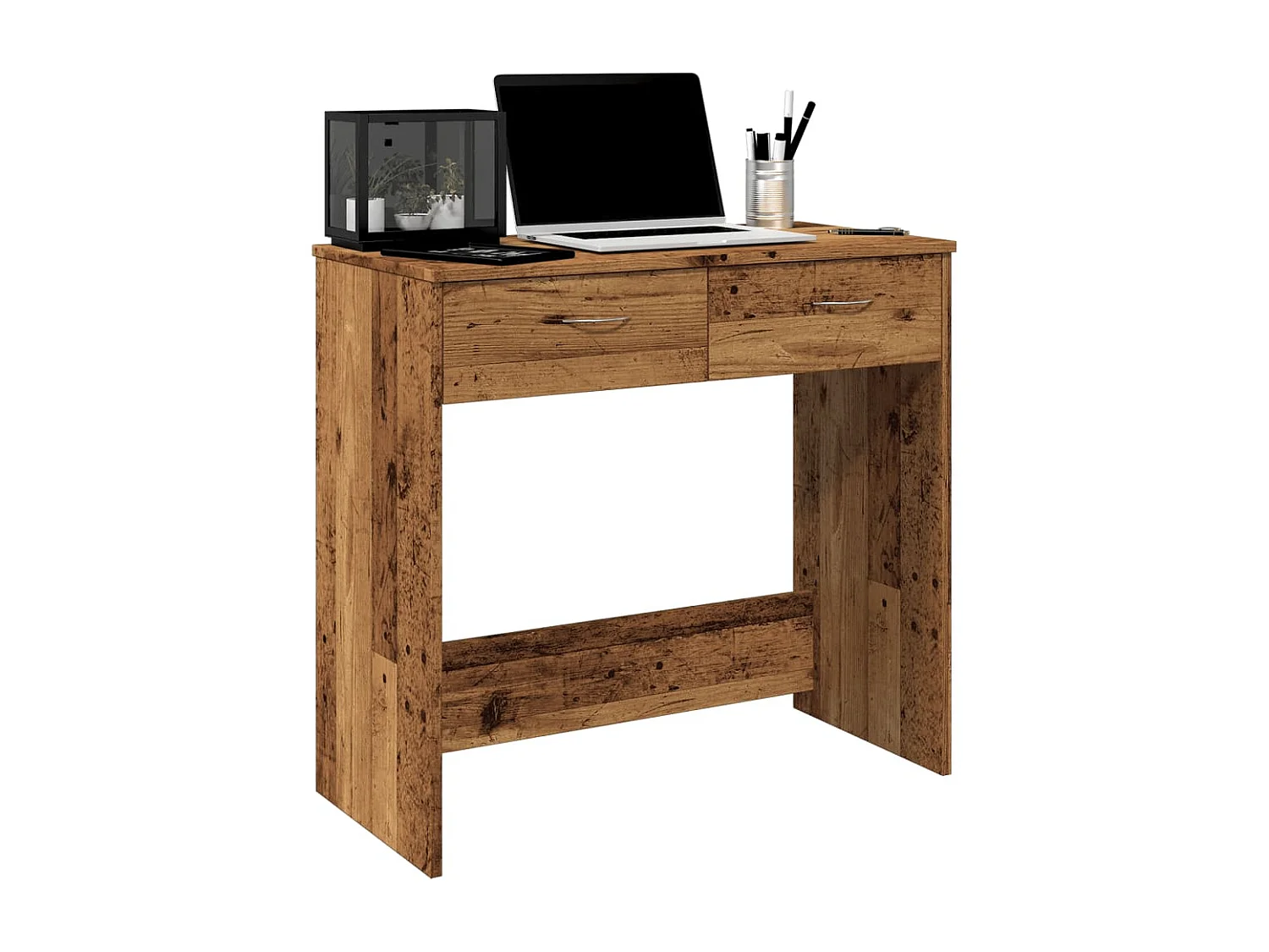 Bureau 80x40x75 cm bewerkt hout oud houtkleurig