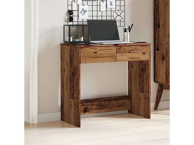 Bureau 80x40x75 cm bewerkt hout oud houtkleurig