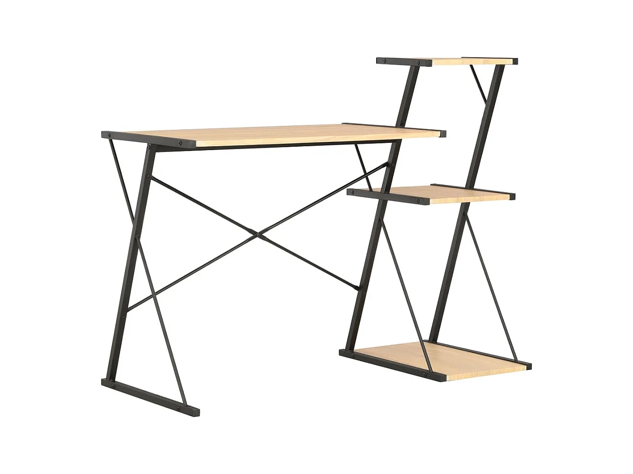 Schreibtisch mit Regal Schwarz und Eiche 116×50×93 cm