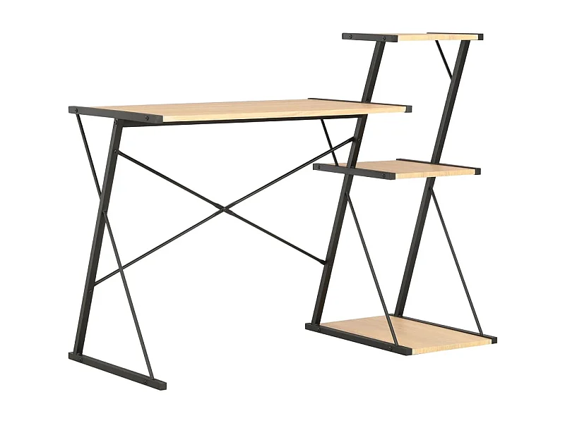 Bureau avec étagère Noir et chêne 116x50x93 cm