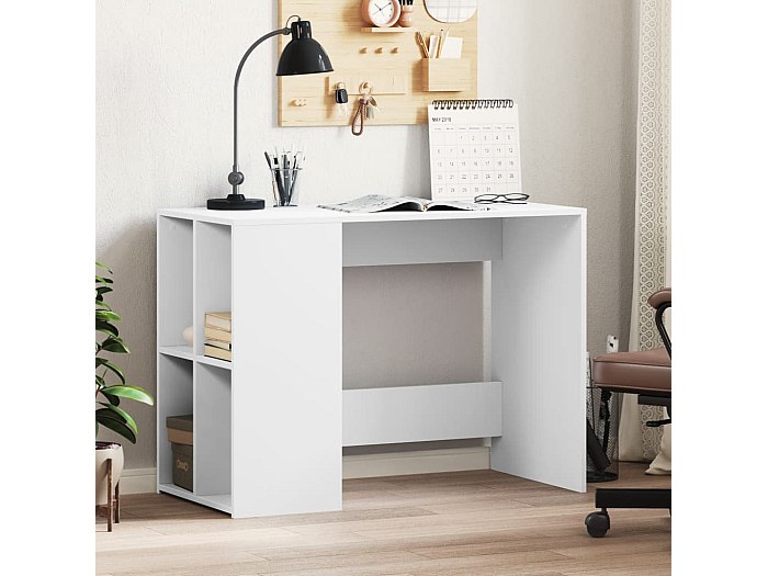Scrivania Bianca 90x50x74 Cm In Legno Multistrato