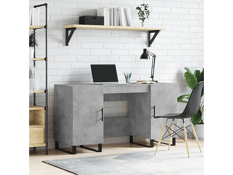 Scrivania Grigio Cemento 140x50x75 cm in Legno Multistrato