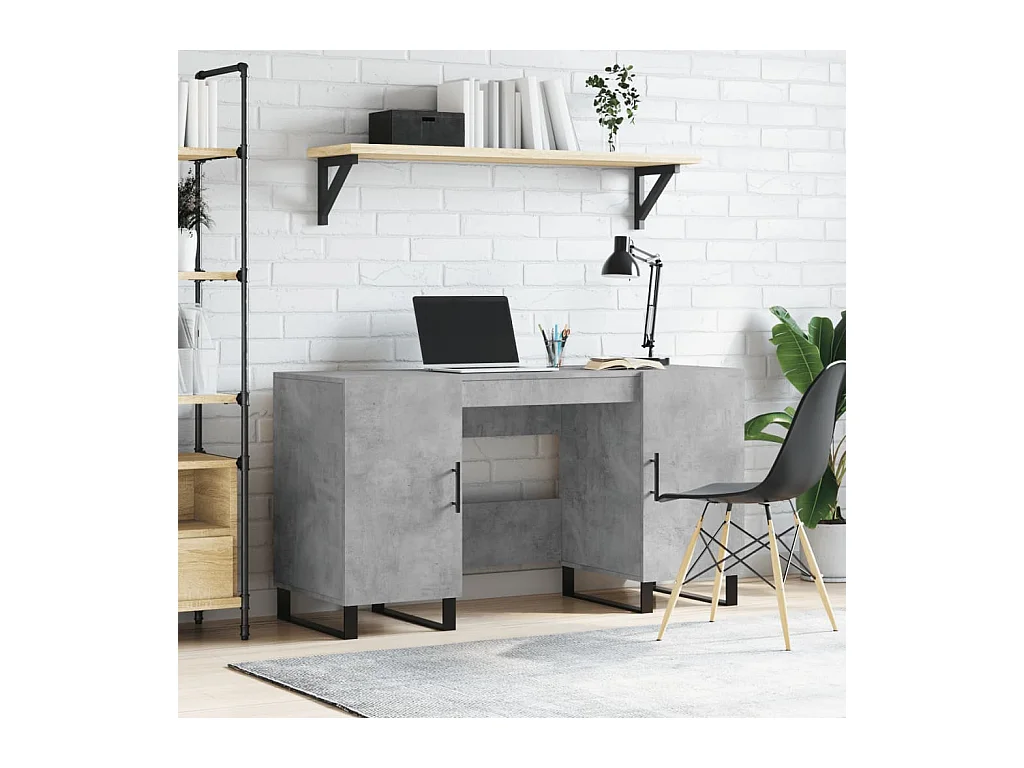 Scrivania Grigio Cemento 140x50x75 cm in Legno Multistrato