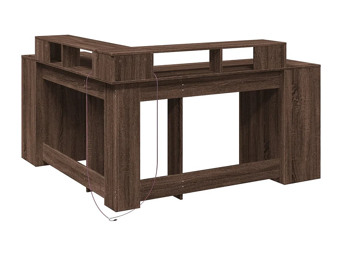 Secretária c/ luzes LED derivados de madeira carvalho castanho