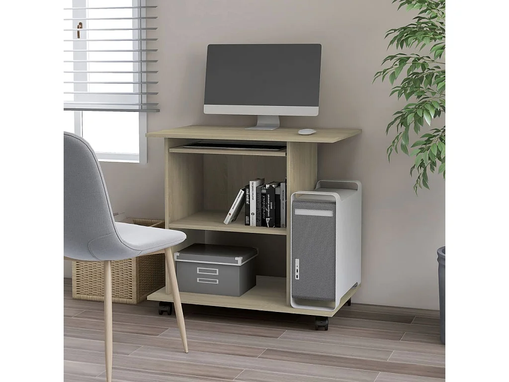 Bureau d'ordinateur Chêne sonoma 80x50x75 cm Bois d'ingénierie