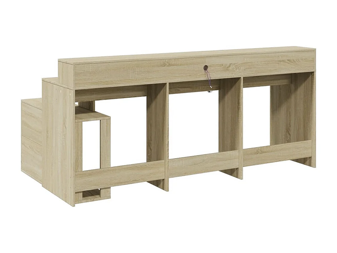 LED-Schreibtisch Sonoma-Eiche 200x104x91 cm Holzwerkstoff