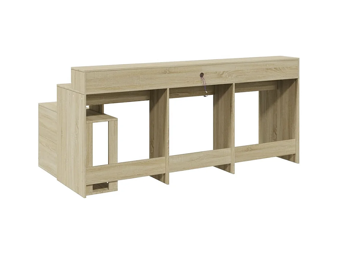 Bureau avec lumières LED chêne sonoma bois d'ingénierie