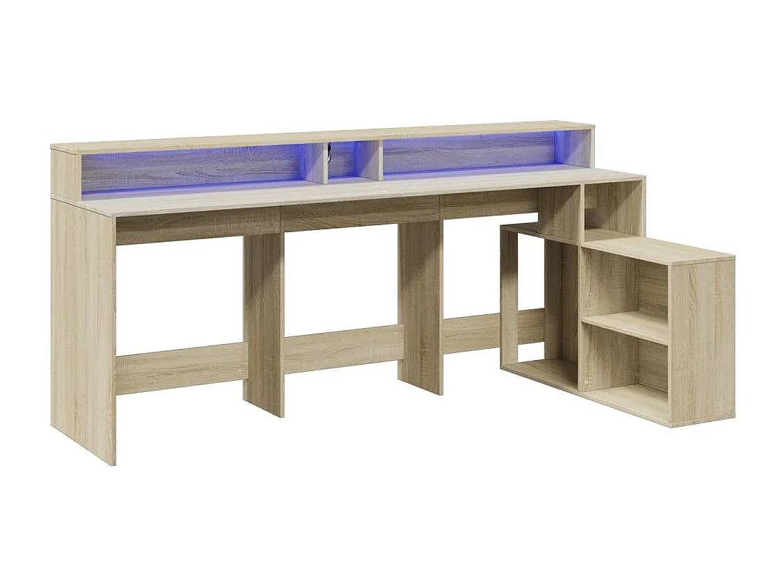 Bureau met LED-verlichting 200x104x91 cm hout sonoma eikenkleur