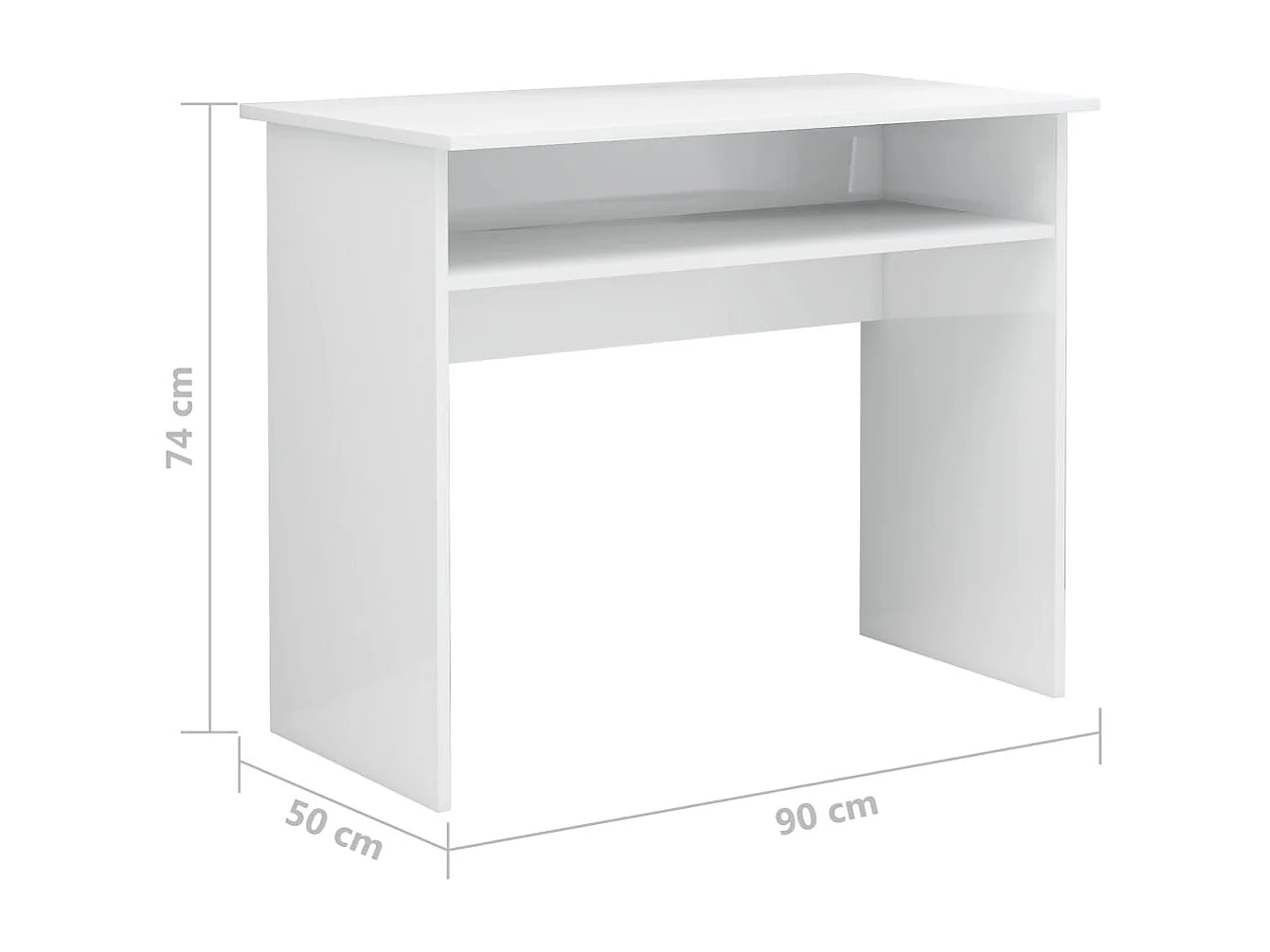 Scrivania Bianco Lucido 90x50x74 cm in Legno Multistrato