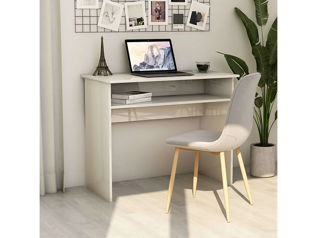 Bureau Blanc brillant 90x50x74 cm Bois d'ingénierie