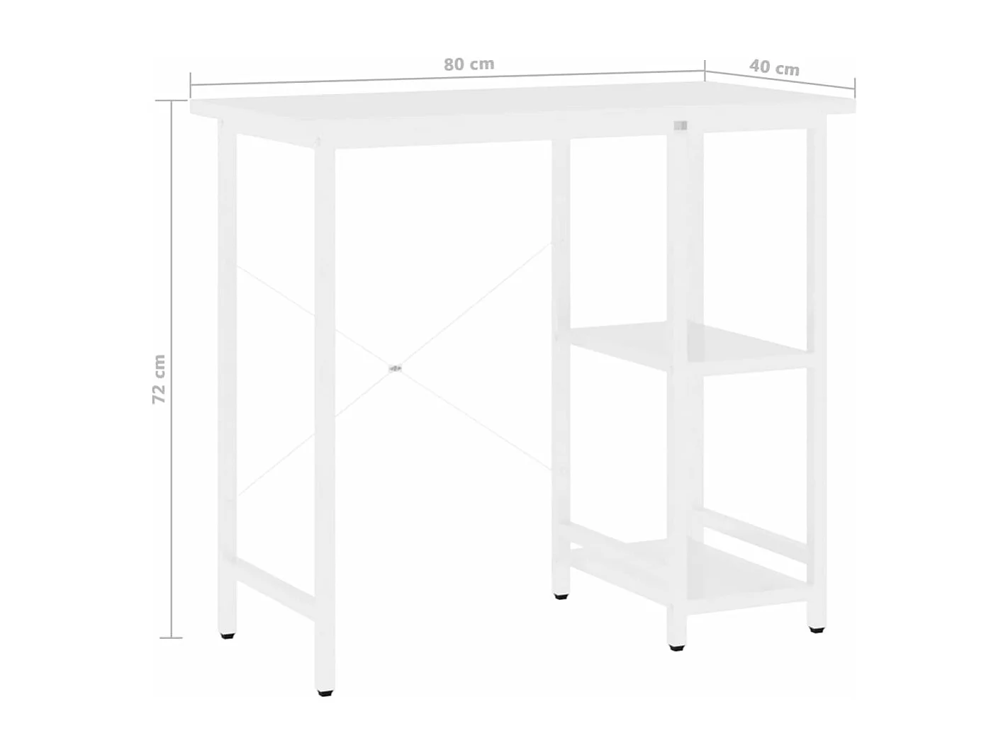 Secretária de computador 80x40x72 cm MDF e metal branco