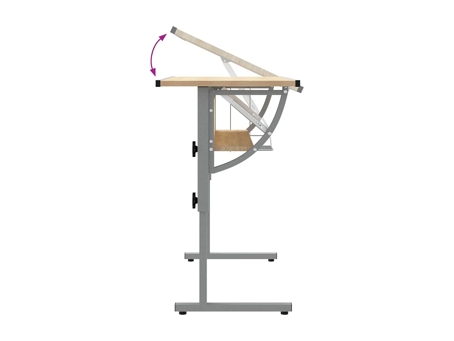 Scrivania Sonoma e Grigio 110x53x(58-87) cm Multistrato Acciaio